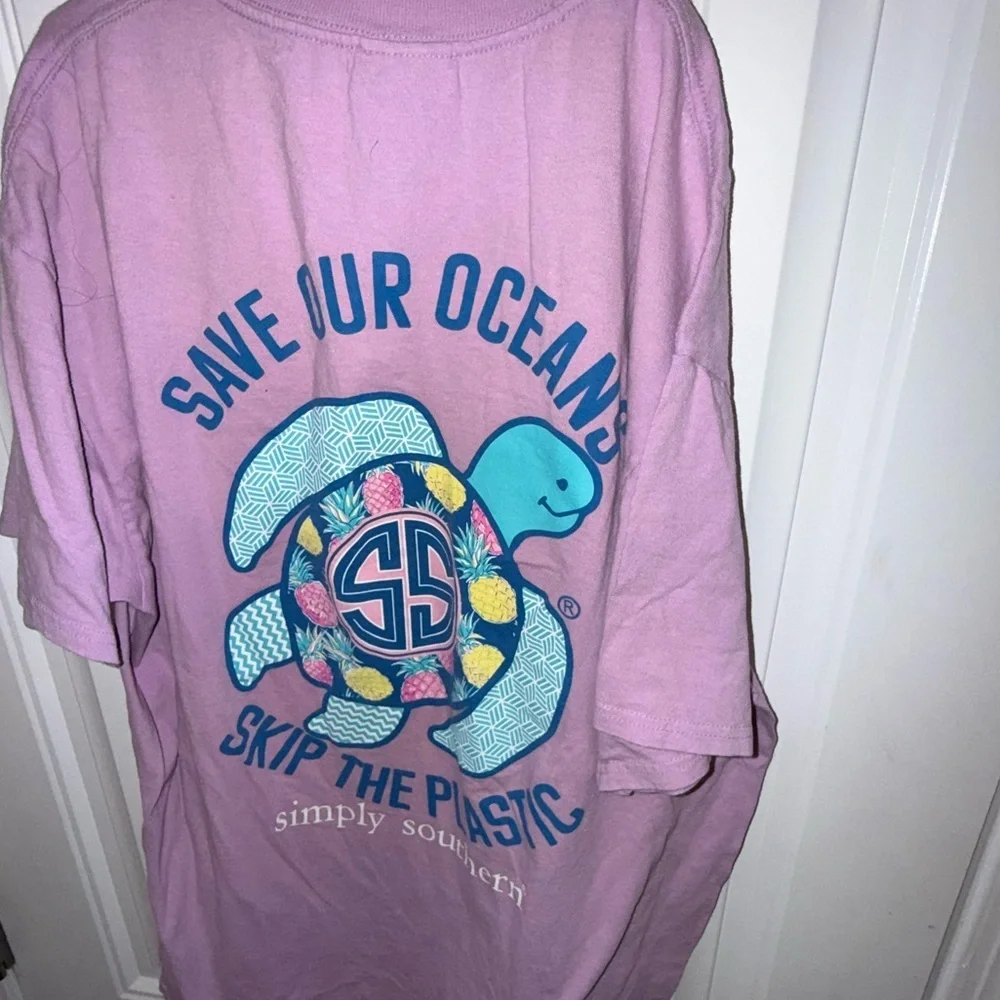 SIMPLY SOUTHERN T - Shirt Women's  L Cotton Lavender Purple SS "Save Our Oceans" - Picture 8 of 10